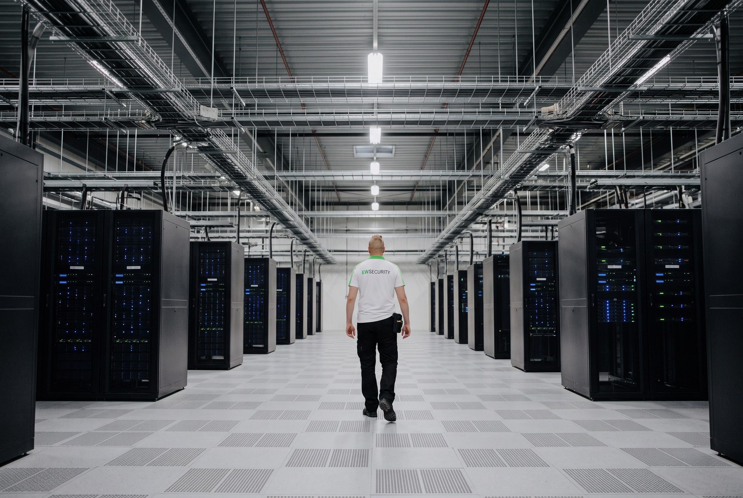 AI-beeld van EW Security: inspectieronde in een datacenter