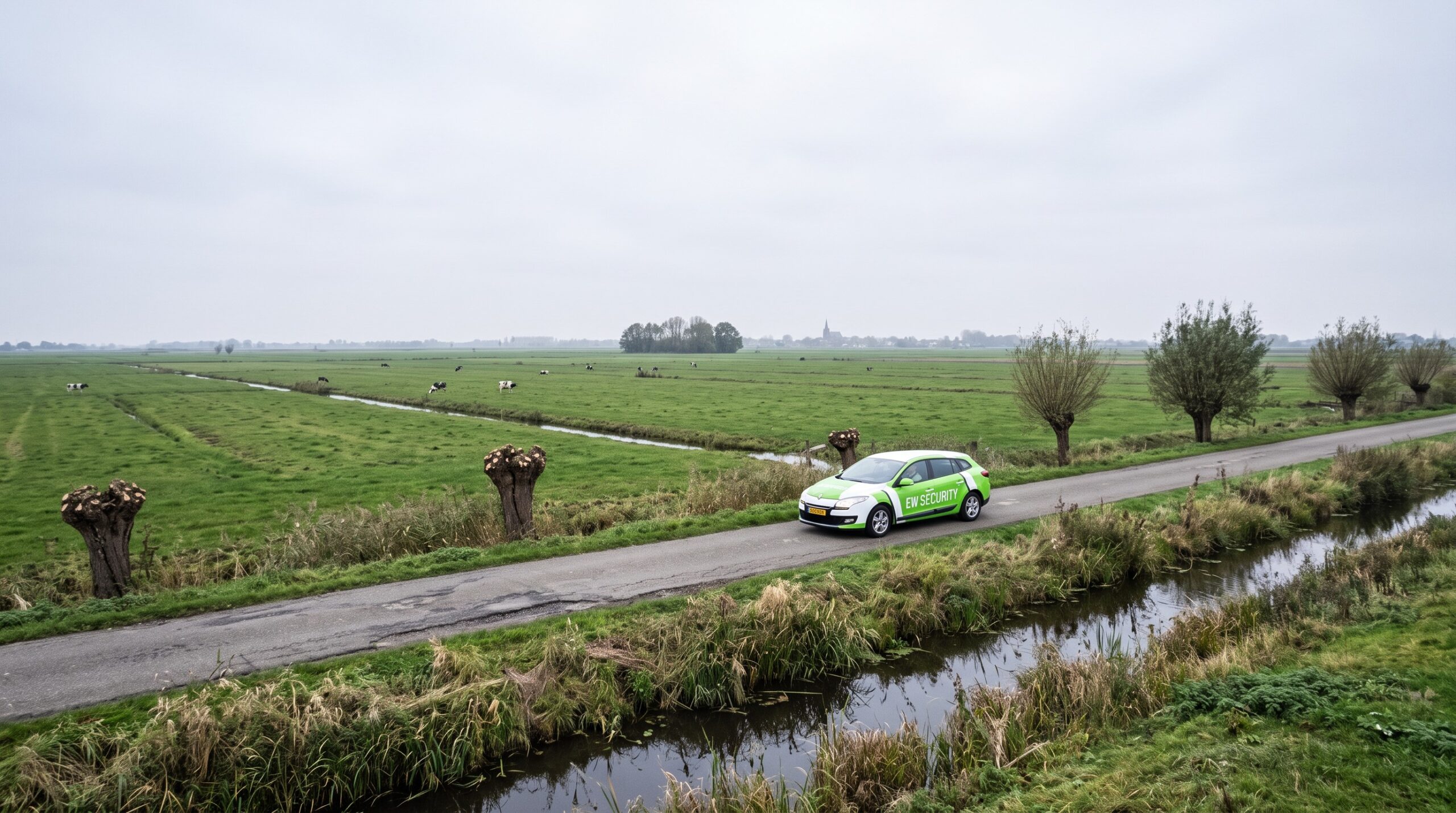AI-beeld van EW Security: polderweg in Midden-Delfland